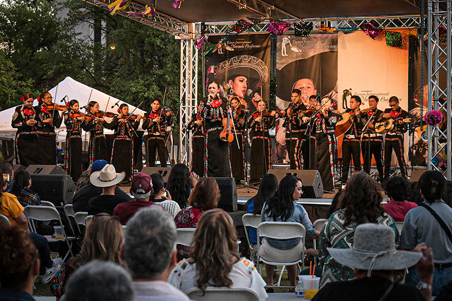 Mariachi Rayos del Sol performs on stage
