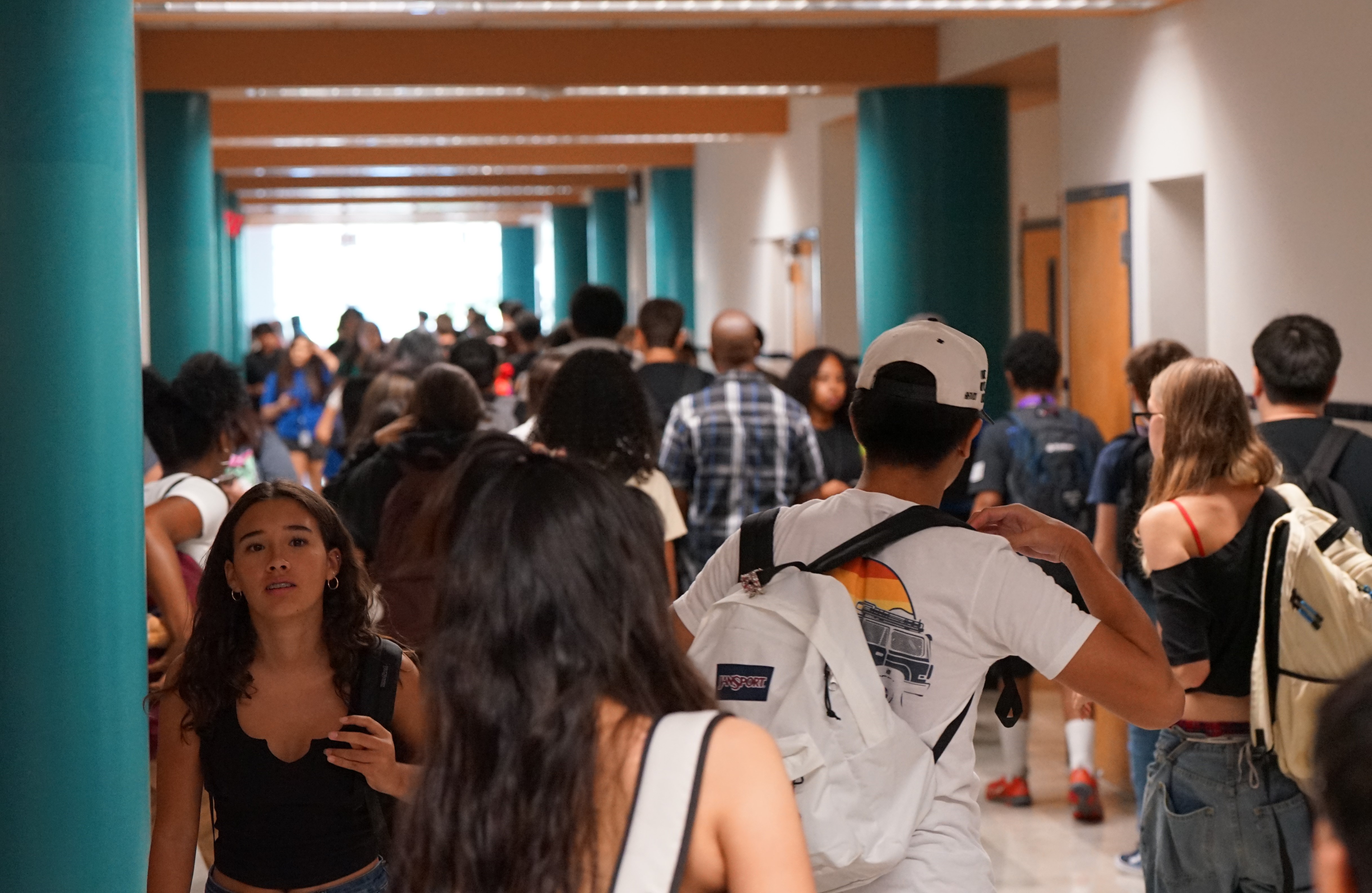 The hallways of Tucson High are filled with students on the second day of school