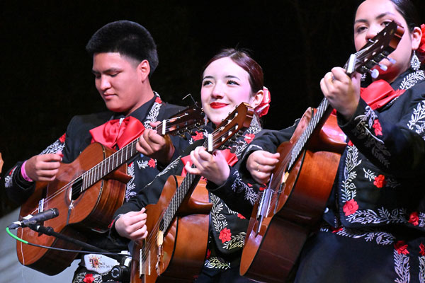 Trio of guitarists play mariachi