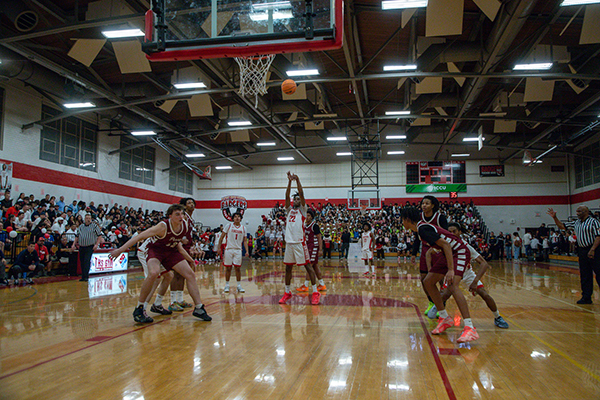 A Tucson High player shoots a basket