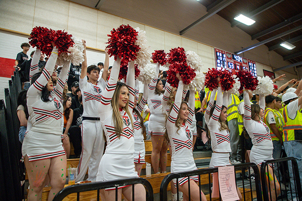 Tucson High cheerleaders cheer on the team
