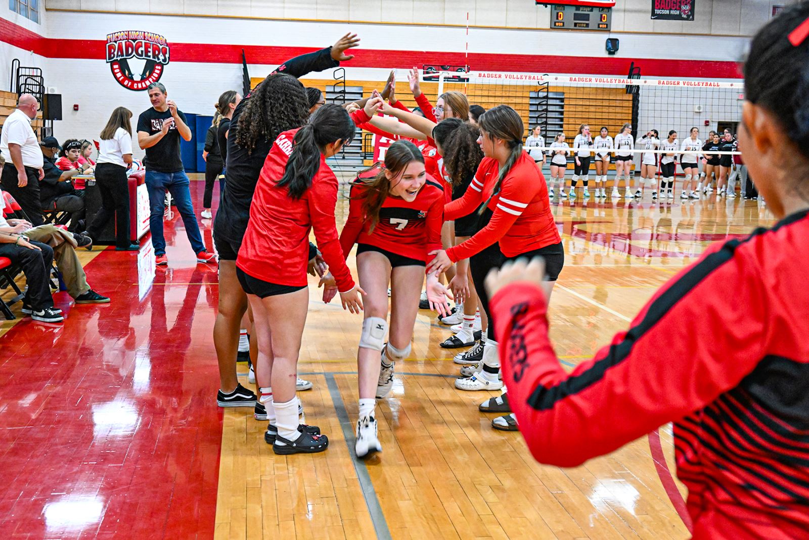 Volleyball Players forming celebration tunnel