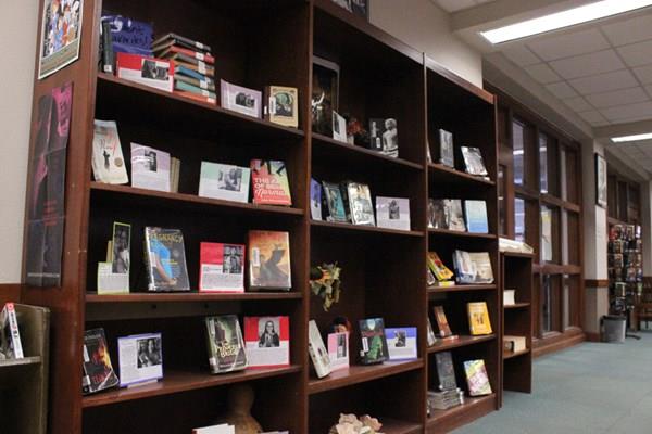 photo of library display on shelf in library